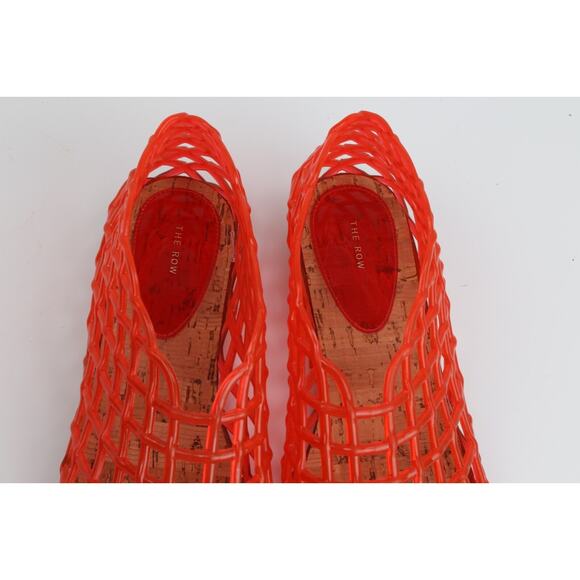 The Row Mara Red Fishnet Jelly PVC Cut Out Cage Flat Sandals Designer Shoes 37 - Picture 7 of 16